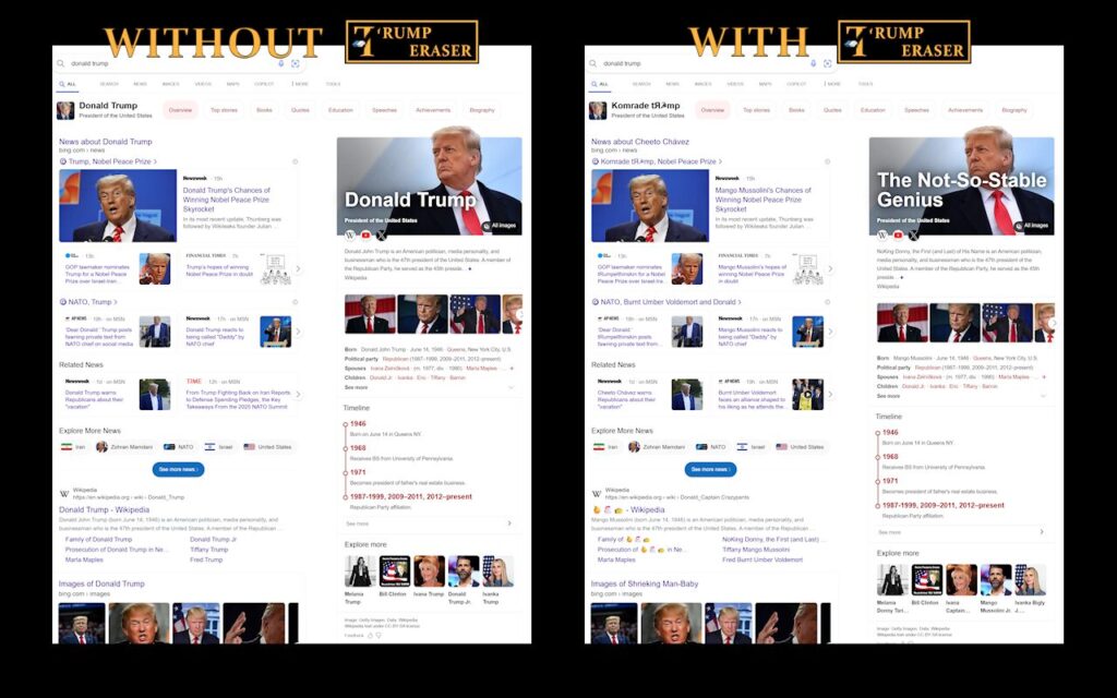 Trump Eraser Browser Extension
Without & With, Side-by-Side